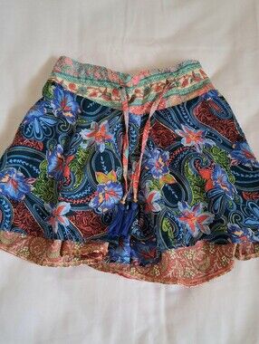 BOHO FLORAL PRINT CASUAL DRAWSTRING MULTICOLOUR SHORT